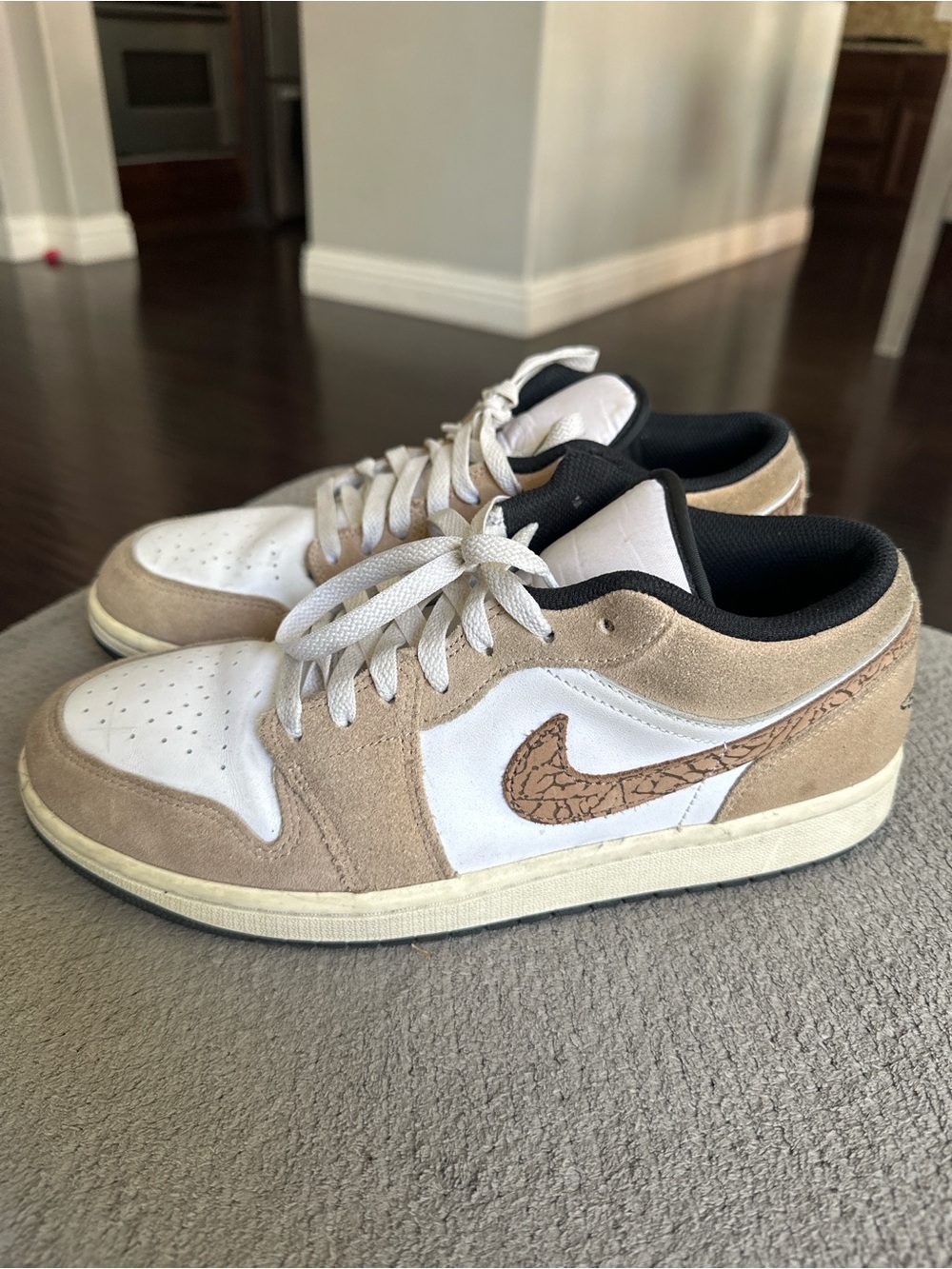Jordan Low-Top Sneakers in Tan and White